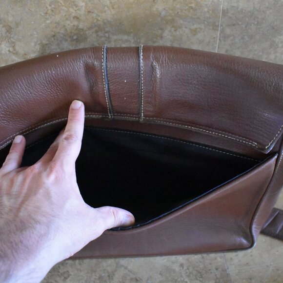 Vintage Leather Bag Laptop Genuine Messenger Men's Briefcase Satchel Brown Bag - Picture 7 of 16